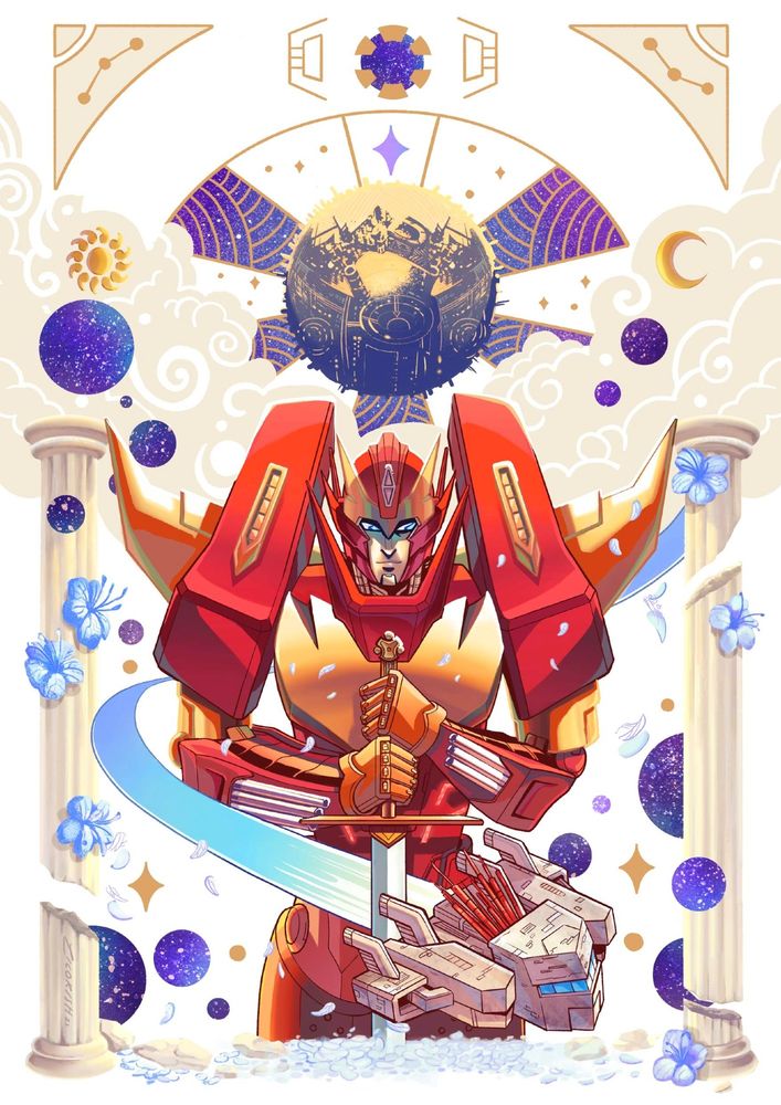 Illustration of Rodimus from IDW's Transformers series.