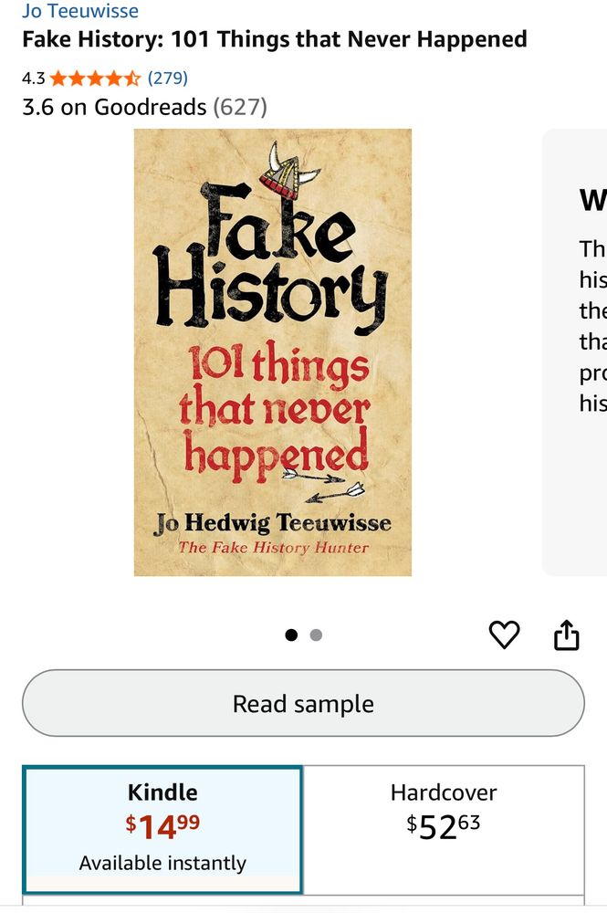 Screenshot of US Amazon page showing a price of 1495 for Kindle and 5295 for a hardcover. 