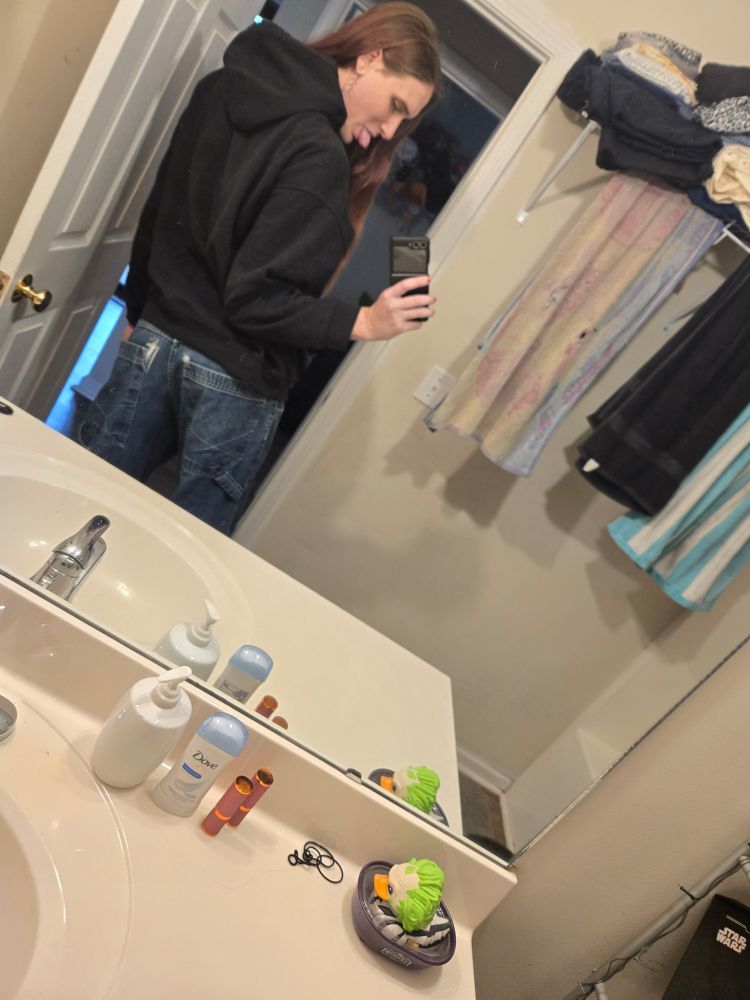 Jenco jeans and a bluey my chemical romance sweatshirt 