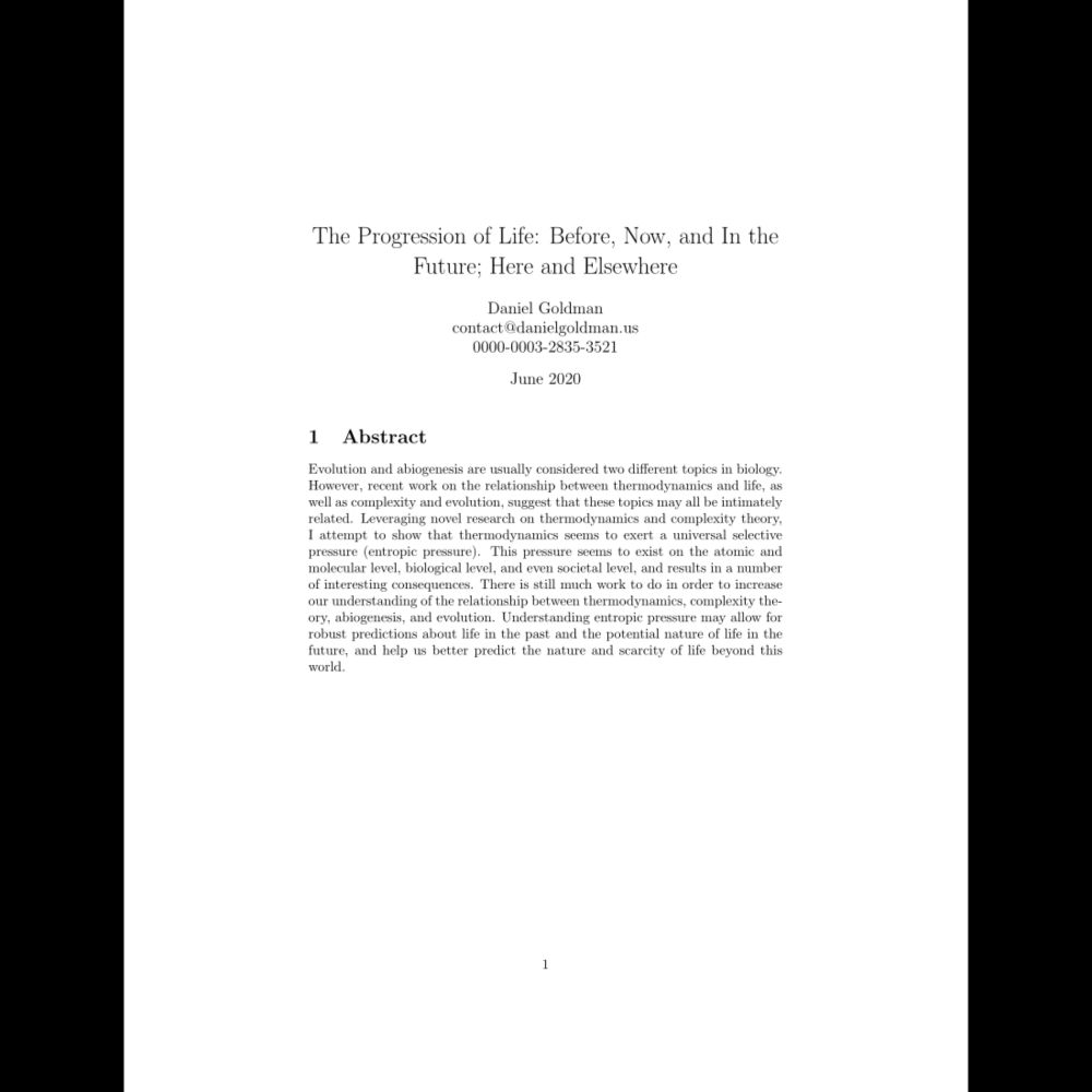 (PDF) The Progression of Life: Before, Now, and In the Future; Here and Elsewhere