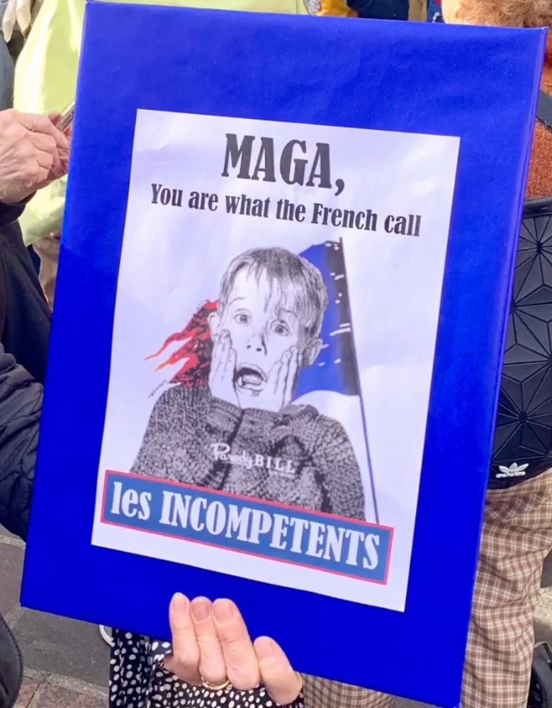 Sign with McCauley Caulkin from home alone and the words "MAGA, you are what the French call 'les incompetents.'"