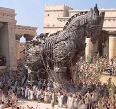 Color illustration of the Trojan horse.