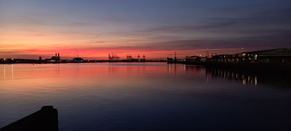 Photo of sunset over Southampton docks