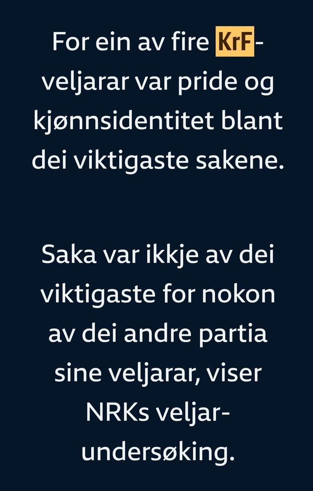 Hver fjerde KrF velger synes pride og kjønnsidentitet var blant de viktigste sakene.