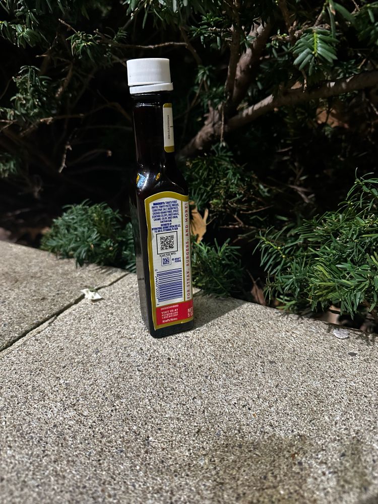 Wild bottle of A1 sauce just sitting outside. 