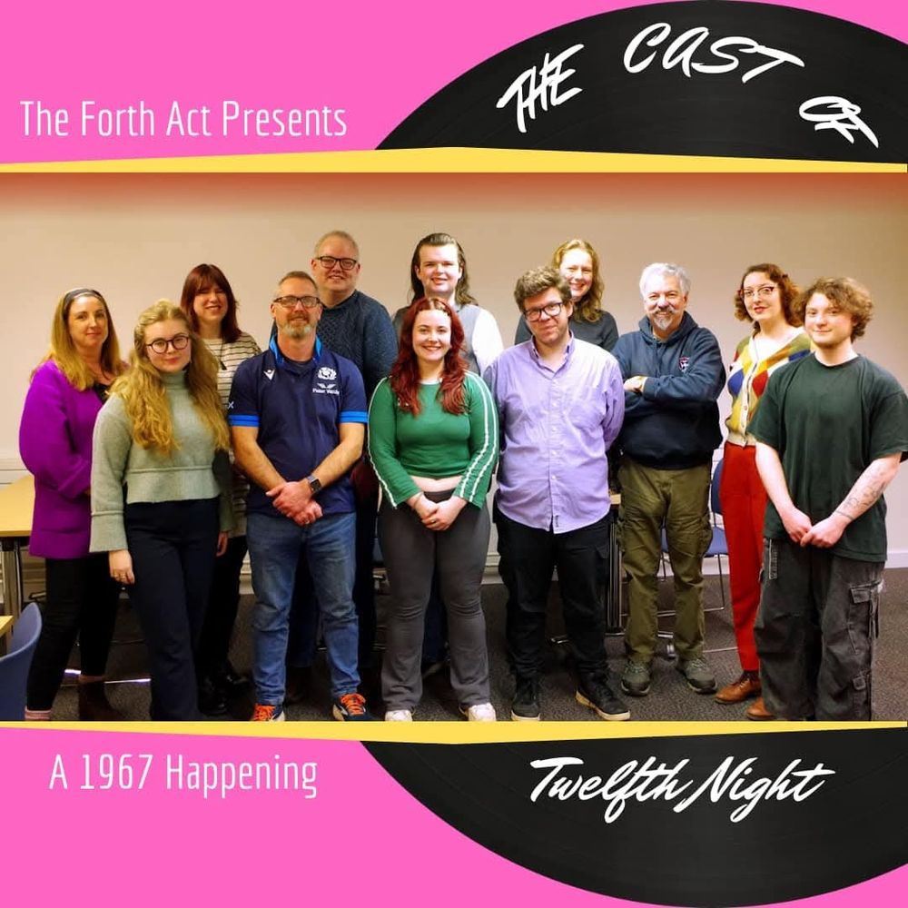 Photograph of twelve of the Forth Act Twelfth Night Cast