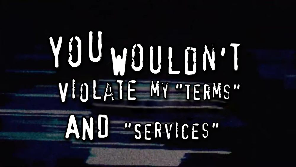 You wouldn't violate my "terms" and "services"