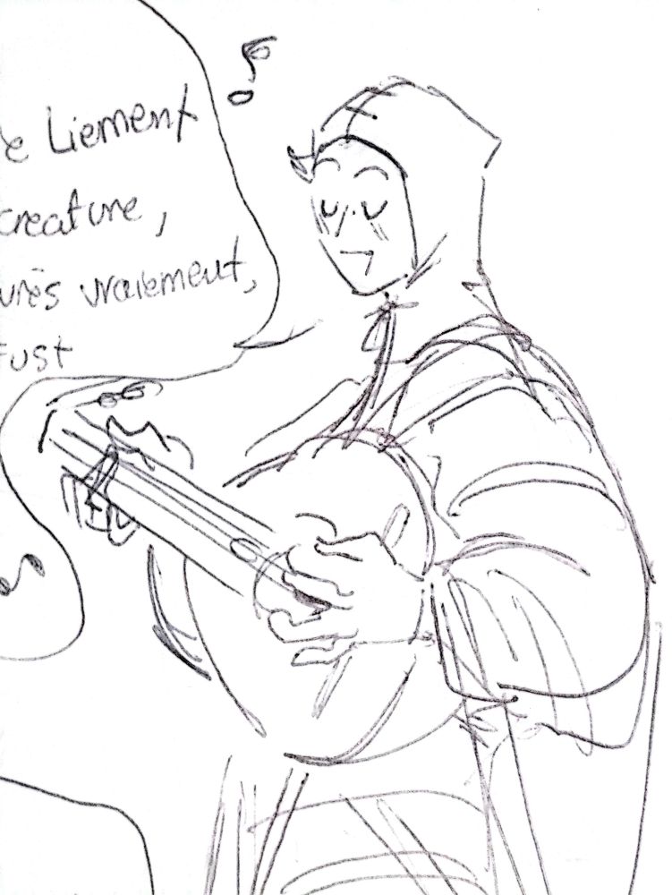 Doodle of a bard singing middle french song