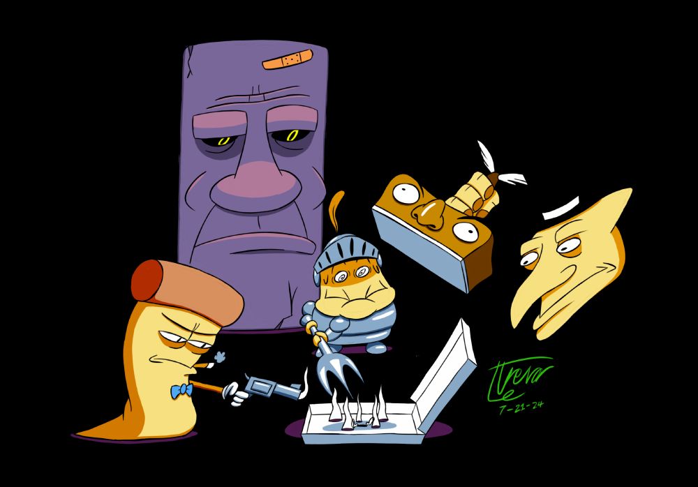 Pizza Tower enemies mentioned here:

- Pizza Slug
- Forknight
- Mr. Pinch
- Box Stamper
- Pillar John