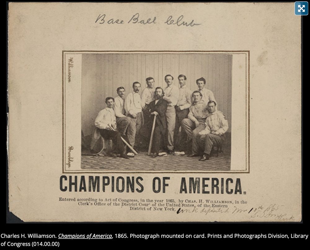 "Champions of America" oldest known baseball card (1865)