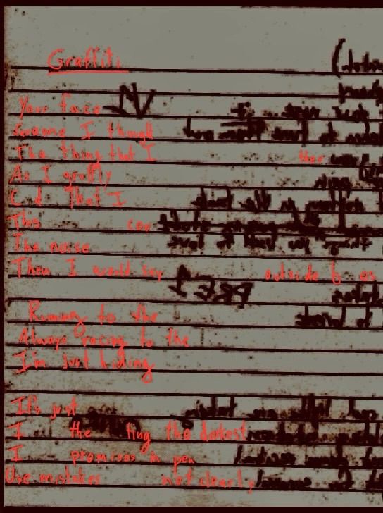 Song called graffiti on the other side of a page from digital remains (sorry i don't have time to transcribe it right now)