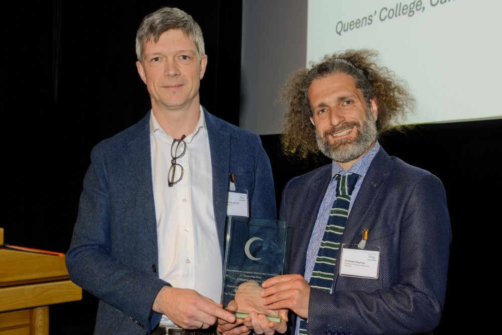 Andreas Vlachos, our Professor of Natural Language Processing and Machine Learning, collected the award from Head of Department Alastair Beresford at our Hall of Fame Awards ceremony on 23 April 2025.