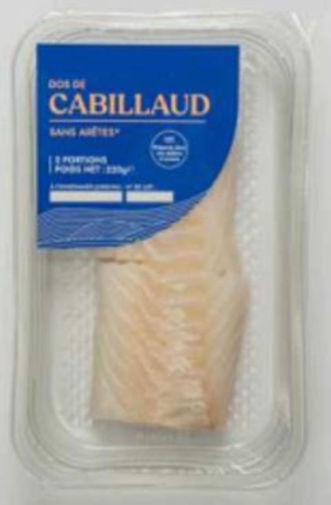 photo de DOS CABILLAUD S/AT 220g *4p ANE -LBL
DOS CABILLAUD S/AT 220g *4p ANE -LBL - Sans marque Risques : Substances allergisantes non déclarées Motif : Présence d'allergène non déclaré