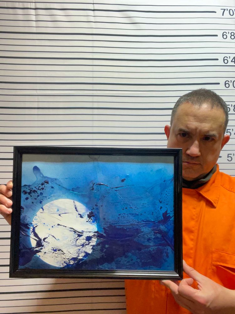 Comparativa de tamaño de la obra "El pantano de la luna" (I), por el pintor abstracto El Gus.