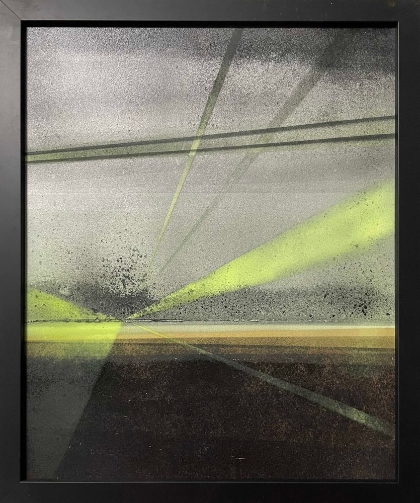 Obra "Misiles guiados" (apagada con luz) de la serie "Parabellum 3", por el artista abstracto El Gus.