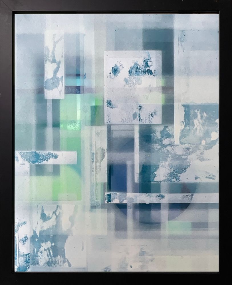 Obra "Visión nocturna 2" (cara 2, apagada con luz) de la serie "Parabellum 4", por el artista abstracto El Gus.