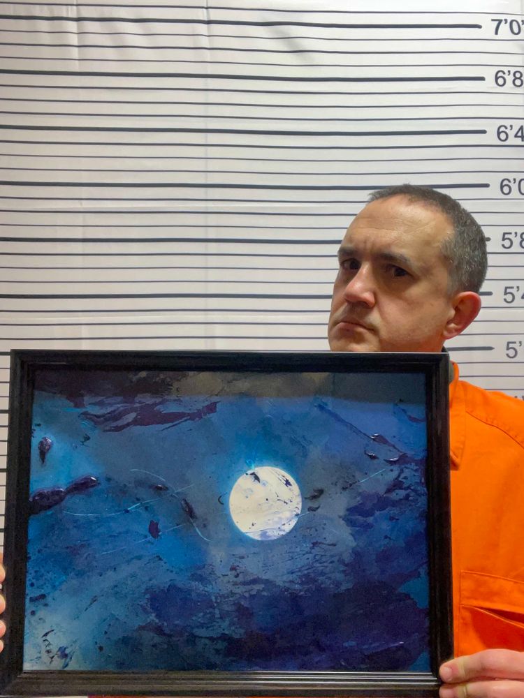 Comparativa de tamaño de la obra "El pantano de la luna" (III), por el pintor abstracto El Gus.