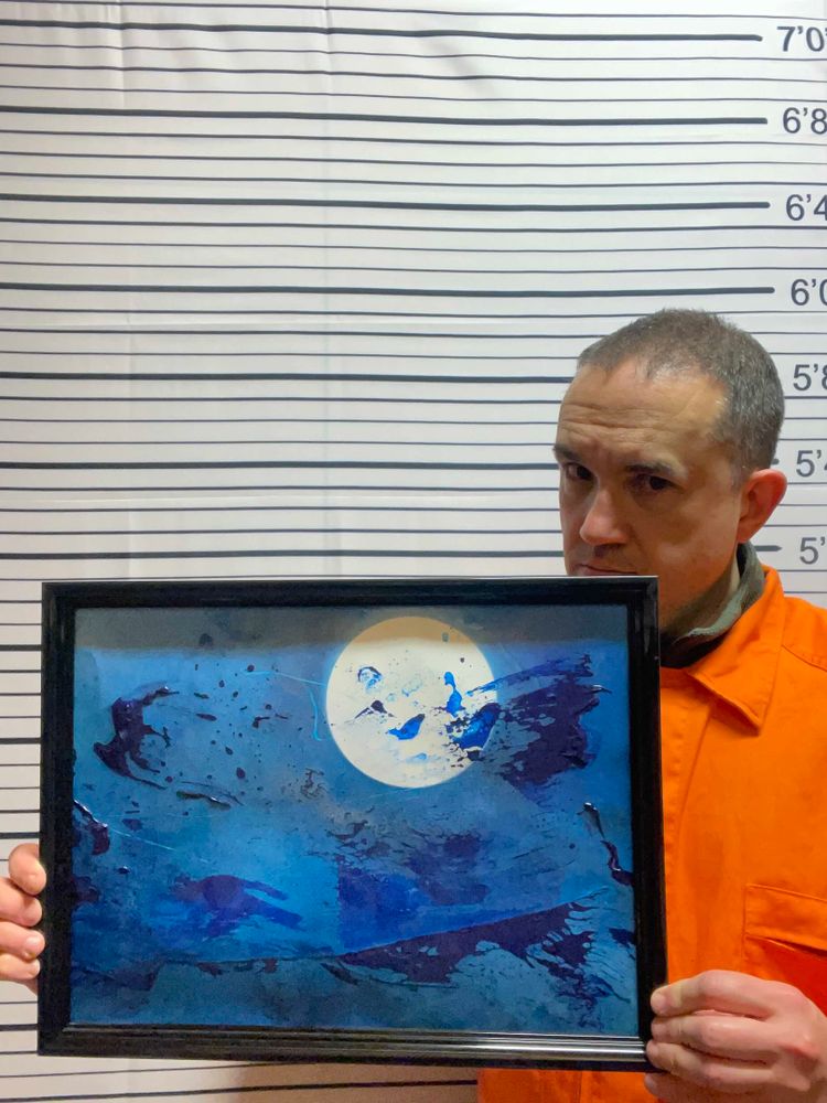 Comparativa de tamaño de la obra "El pantano de la luna" (II), por el pintor abstracto El Gus.