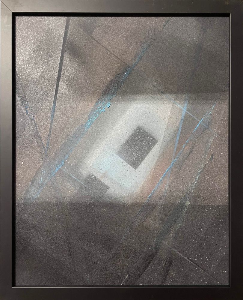 Obra "Vista de dron" (apagada con luz) de la serie "Parabellum 3", por el artista abstracto El Gus.