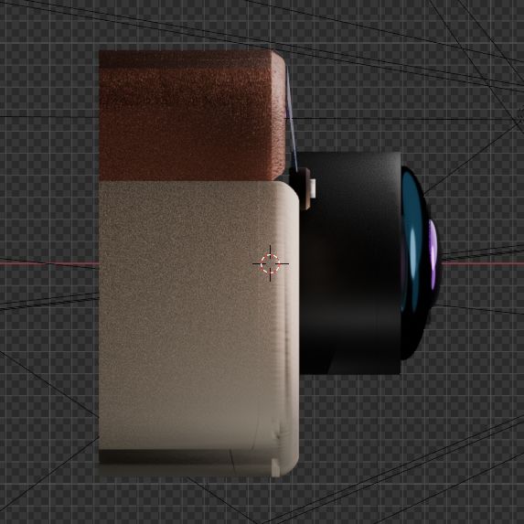 The Instagram camera's side profile, showing that the lens (sorta inaccurately) protrudes outwards.