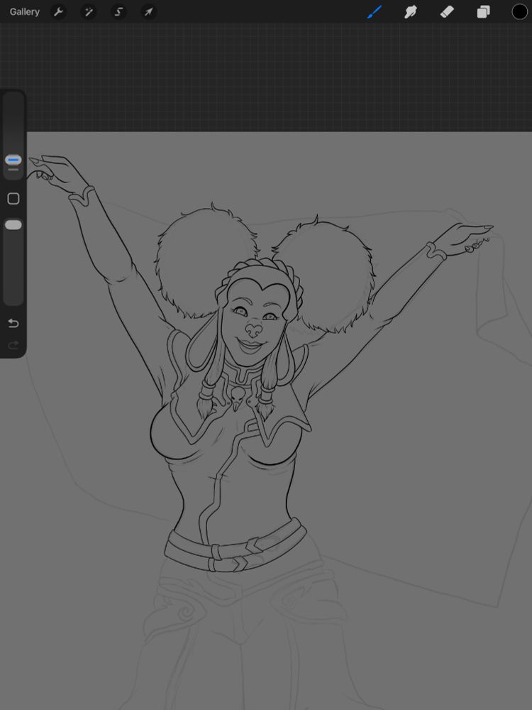 WIP of Keylana Dawnsinger’s reference sheet 