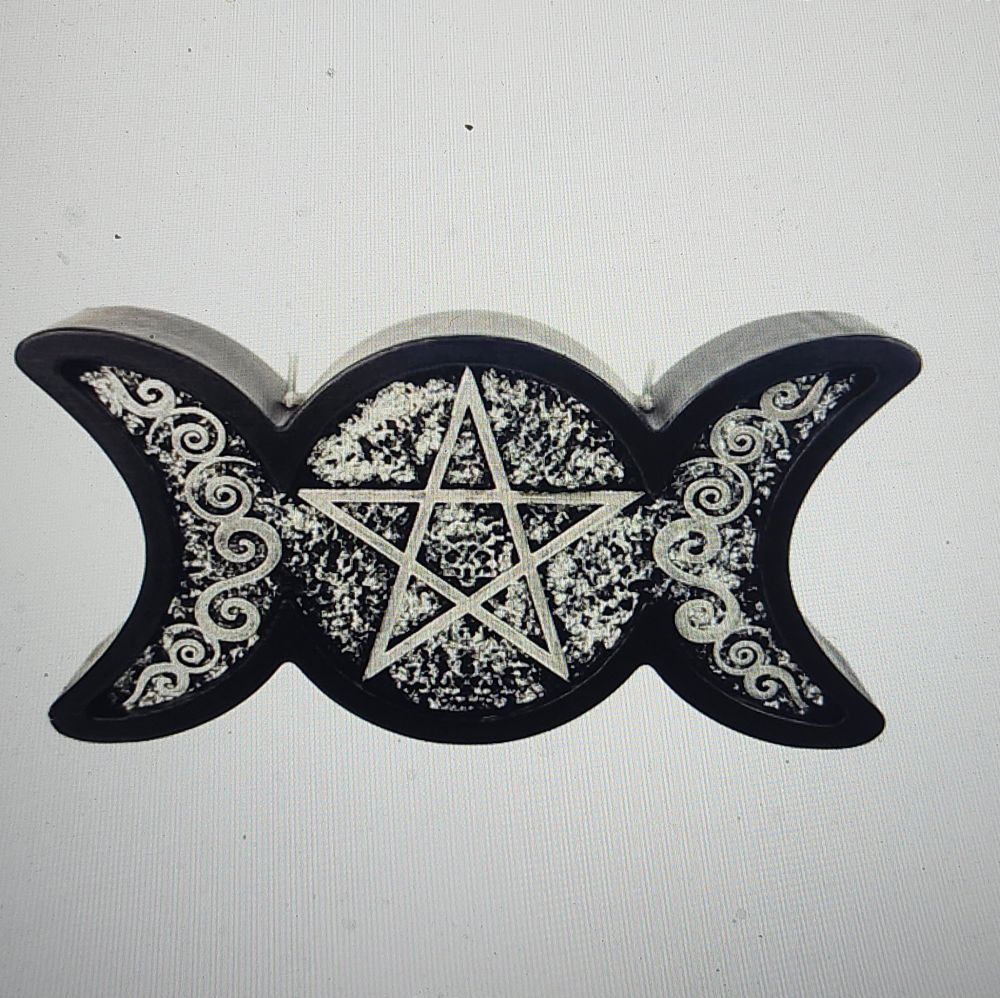 Triple goddess black and silver double wick candle