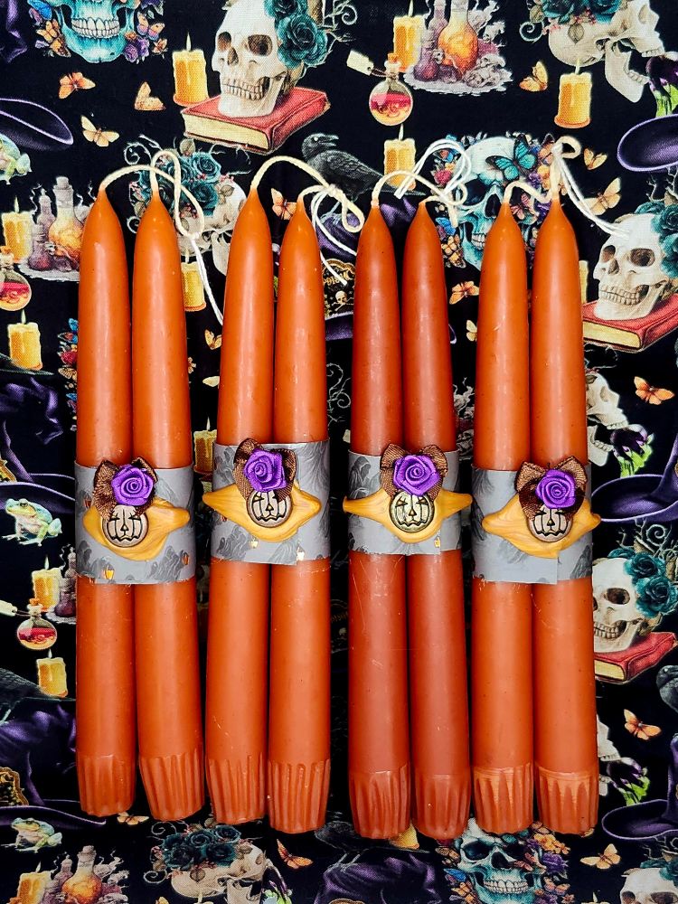 Samhain Spell tapers in orange