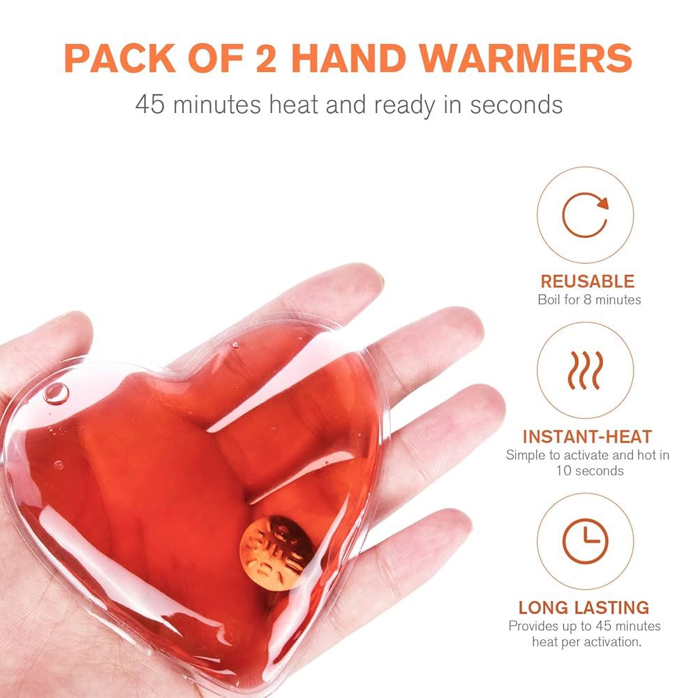 Image shows a reusable heart shaped hand warmer ad 