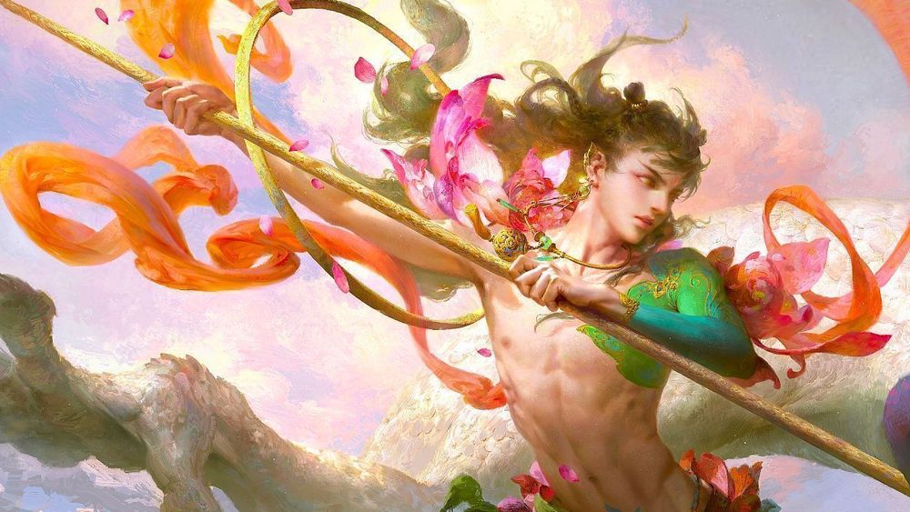 🎨 Nezha, Huang Guangjian. This story has various details. According to "Journey to the West," Nezha's actions were discovered by his father. Fearing trouble, Li Jing decided to kill his own son. Enraged, Nezha took a knife, cut off his own flesh to repay his mother, and removed his bones to repay his father before choosing to end his own life. In addition, in "Investiture of the Gods", the one who helps Nezha reincarnate as a lotus is Taiyi Zhenren, while in "Journey to the West," it is the Buddha.