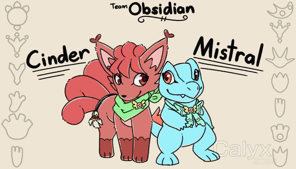 Spacialrift’s Pokemon Mystery Dungeon characters, Cinder the Vulpix and Mistral the Totodile of Team Obsidian.

#pmd #pokemonmysterydungeon