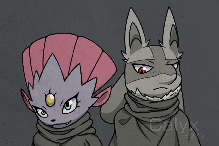 Orchid the Weavile and Asche the Lucario from TrueScorn’s Comic, Shadows For Hire.