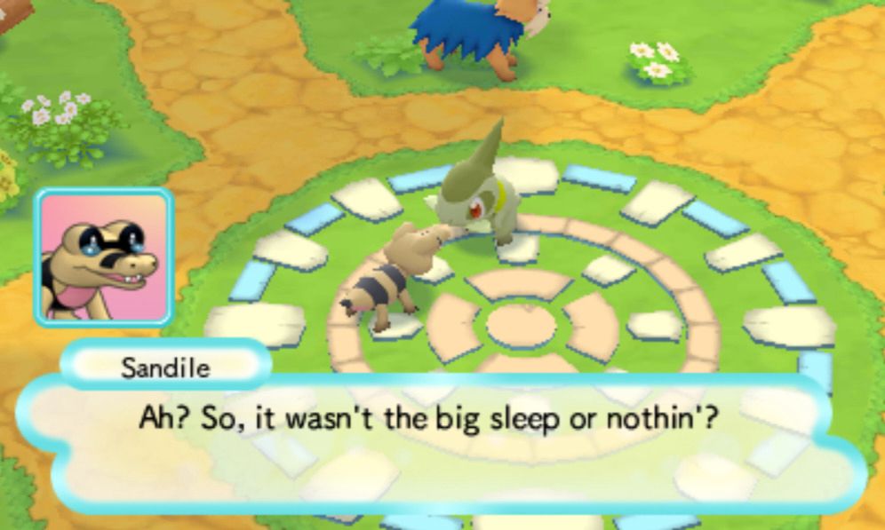 Sandile saying, “Ah? So it wasn’t the big sleep or nothin’?”

Why substitute dying for a term like that? Aside from keeping an E rating.