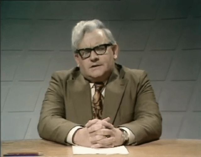 An animation of a Two Ronnies news reader sketch