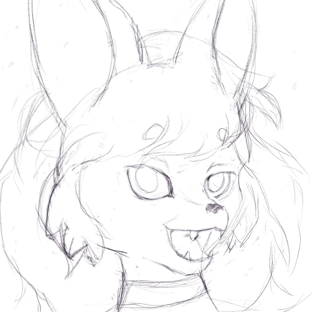 Attempted sketch of my fursona front profile (started out okay then became cursed the more I tried to correct proportions)