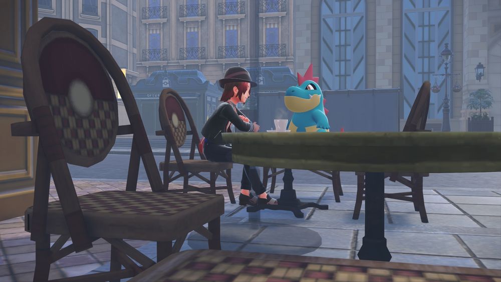 アリゲイツとお茶するの変なのにちょっと絵になってる