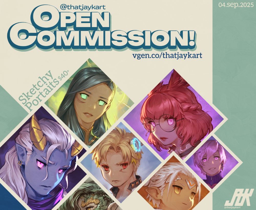 A bunch of character portraits from different games: FFXIV, Pathfinder, Avowed