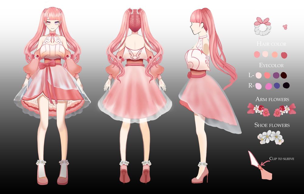 my ref sheet !!! red-pink colors everywhere !!! ref by sapphren!