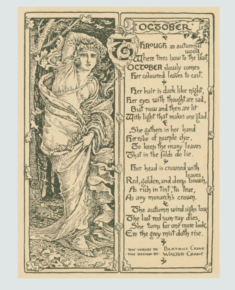 A drawing and poem of October. 