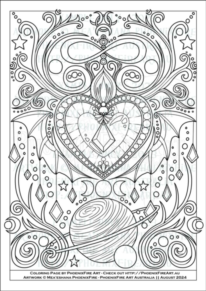 Coloring Page: Galaxy Heart - MeaKitty's Ko-fi Shop