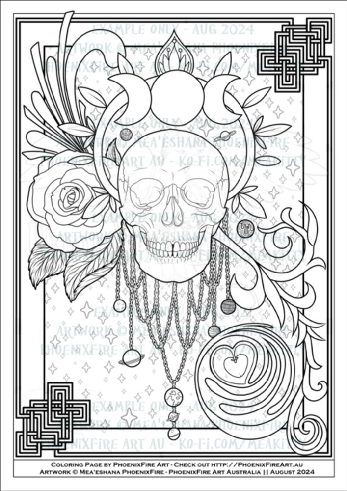 Coloring Page: Galaxy Skull - MeaKitty's Ko-fi Shop