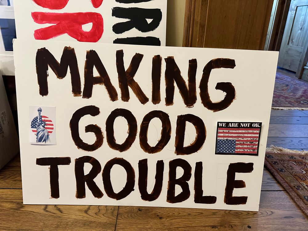 Making good trouble sign

