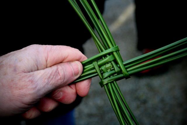 A woven rush cross 