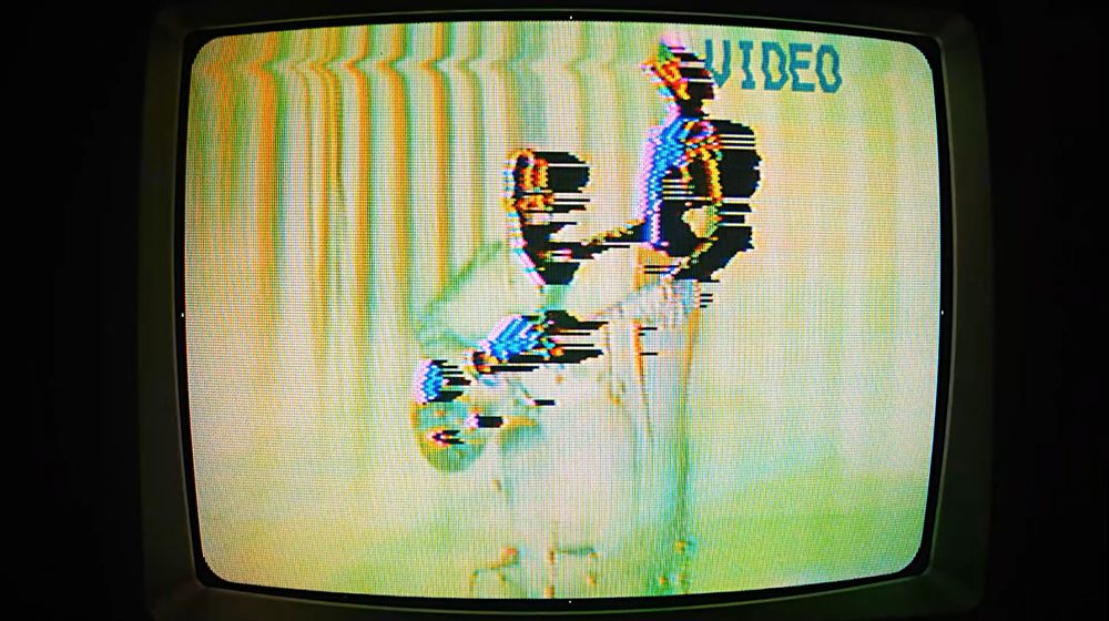 a series of glitched out screenshots from a video