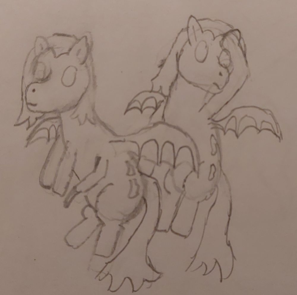 A pair of Imps are depicted as flying. The Imp on the right is visibly shielding its eyes with its leg, its taloned limb hidden behind its compatriot.