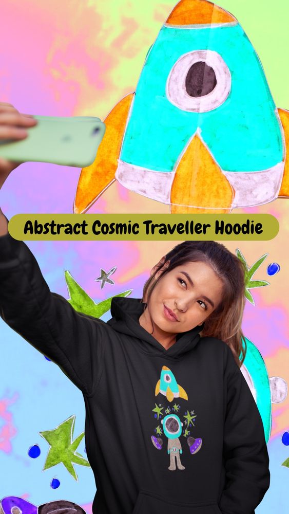 A slide from my lastest You Tube video -
Cosmic Hoodies.

Features a female model wearing a hoodie in black featuring the design ‘Abstract Cosmic Traveller’. 

If you like your videos really short, and filled with great doodle inspired hoodie ideas, accompanied by some cool musical vibes,  then this one just might be for you. 

Mockups created in Placeit.net for inspiration only with accurate 
design placement on products in my Fourthwall store- 

 catrionarobetsphotographyanddesignstoo.com 

Click on the link above in  the channel bio to discover more about these fab unisex  Hoodie designs.

I combined all elements to create this video (including text, shapes, animation, layering and transparency options) using the video editor in canva.com 

Music track for this video provided within the You Tube Library. 

Click links on the main post to discover more.
