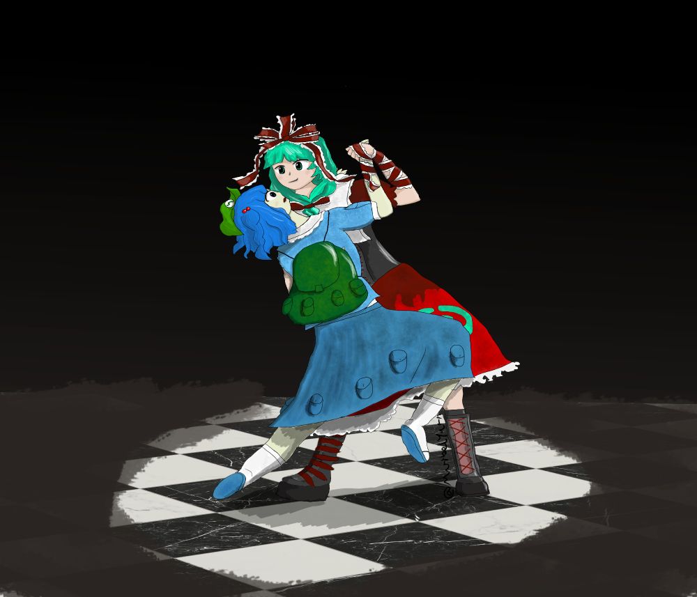 Nitori Kawashiro and Hina Kagiyama tango dancing