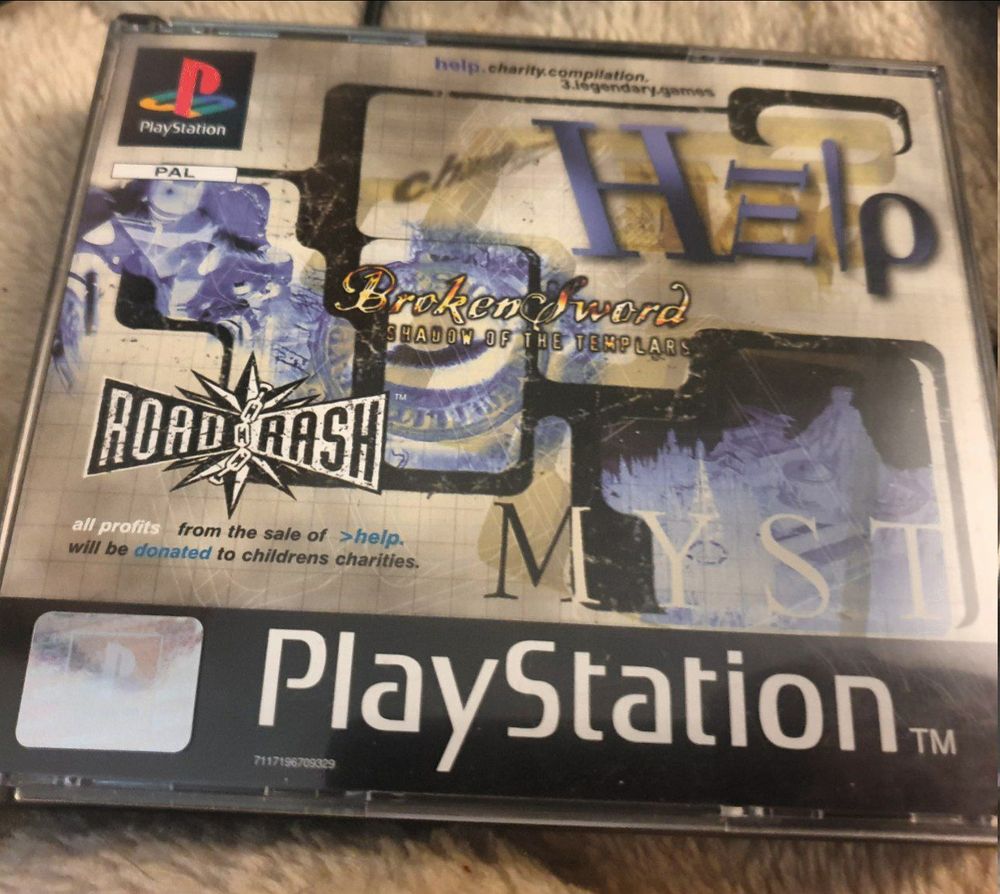 A photo of the 3-game compilation with a mosiac style cover of all three game loogos