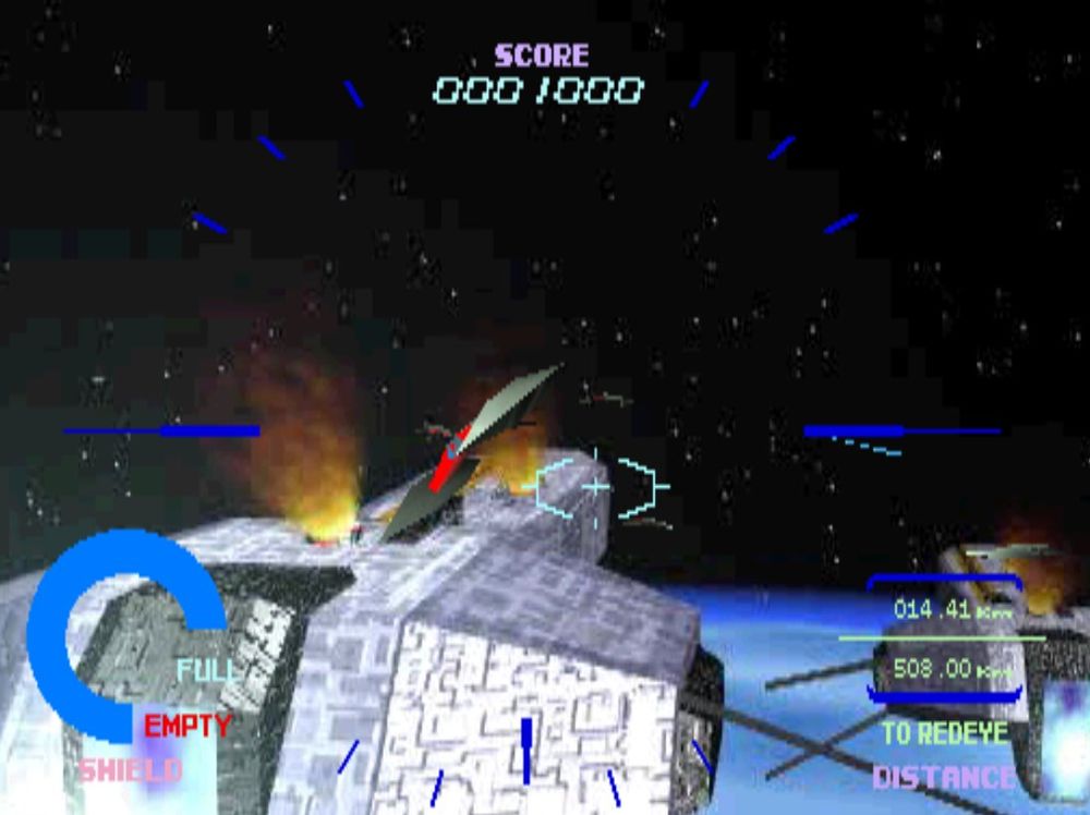OA snap of one of the big battleships in chrome and grey plating in orbit of the cresting blue planet