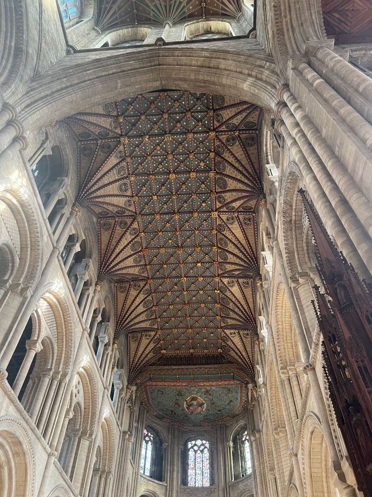 The painted wooden ceiling in Peterborough cathedral