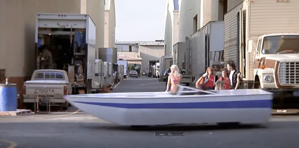 Pee Wee's Big Adventure chase scene with boat